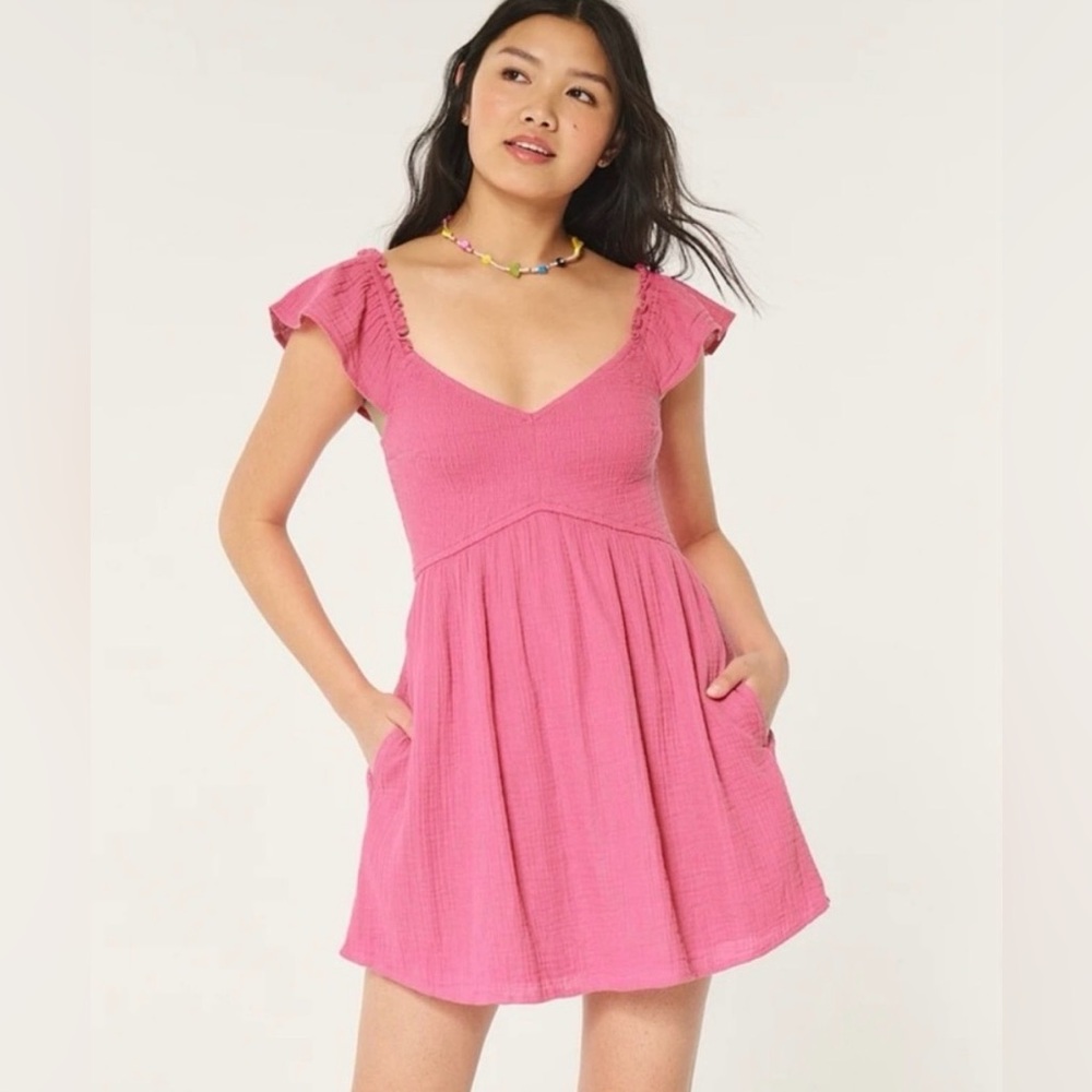 Hollister Hot Pink Textured Romper